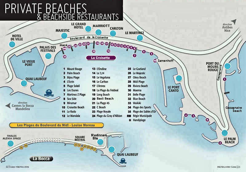Map of Cannes Beaches
